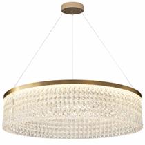 Lustre Redondo 136cm x 60cm LED 80 Cristais 3 Cores Multitemperatura Teto Gimpo KJDD-L-448-60CM