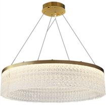 Lustre Redondo 136Cm X 80Cm Led 80 Cristais 3 Cores