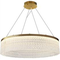 Lustre Redondo 136cm x 80cm LED 80 Cristais 3 Cores Multitemperatura Teto Gimpo KJDD-L-448-80CM