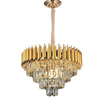 Lustre Redondo Dourado com Cristais 9E14 55cm