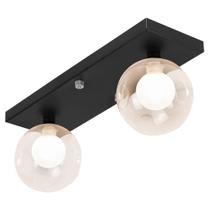Lustre Retangular Duplo Preto Harmony Bolinha Ambar