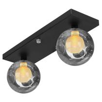 Lustre Retangular Duplo Preto Harmony Bolinha Fumê