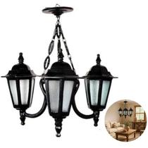 Lustre Rústico Colonial Holandês Alumínio 3 Lâmpadas