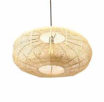 Lustre Rustico Palha Sala Quarto Grande Disco 58x23 com Fio