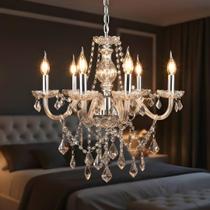 Lustre Sala de Jantar Candelabro de Cristal Legítimo 5 braços E14 Bivolt Decorativa Para Sala Lustre Sala de Jantar Candelabro de Cristal Legítimo 5 braços E14 Bivolt Decorativa Para Sala