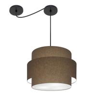 Lustre Sala de Jantar Com Desvio Vivare Md-4397 Cúpula em Tecido 40cm