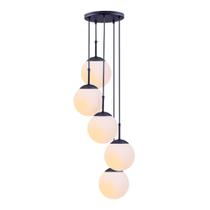 Lustre Sala de Jantar Luminária Pendente Globo Jabuticaba Vidro Bola Esfera Chelsea 5 Lâmpadas E27