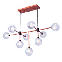 Lustre Sala de Jantar Pendente Jabuticaba Globo Bolinha Sputnik Manhattan Preto com Dourado 9 Lâmpadas Moderno Industrial