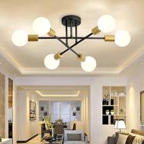 Lustre Sala Jantar De Teto Decorativa Preto/Dourado 127/220