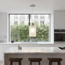 Lustre Sala Pendente Luminária de Teto Quarto CozinhaTrack em Vidro Leitoso 1 lâmpada E27 Bivolt - Esquilos Shop