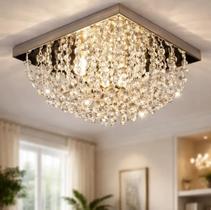 Lustre Sala Quarto de cristal Legítimo Base inox 20x20 cm