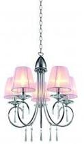 Lustre SENCILLIO 5L E14 Base e estrutura em aço com banho cromo-Cúpula em fitas de seda branca-K9 Lustre SENCILLIO 5L E14 Base e estrutura em aço com banho cromo-Cúpula em fitas de seda branca-K9