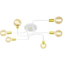 Lustre Sputnik 6 Braços Branco/Dourado Quarto Sala Cozinha Lustre Sputnik 6 Braços Branco/Dourado Quarto Sala Cozinha