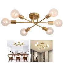Lustre Sputnik Candelabro 6 Lampadas E27 Luminaria Sala Recepçao Ambiente Residencial Comercial Iluminaçao Decoraçao Elegante