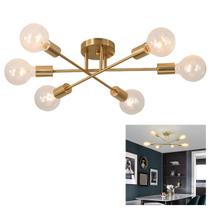 Lustre Sputnik Luminaria 6 Lampadas E27 Candelabro Quarto Sala Recepcao Residencial Comercial Iluminaçao Ambiente Decoraçao