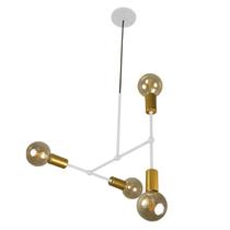 Lustre Sputnik Pendente Gun T Branco C/ Dourado