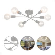 Lustre Sputnik Plafon Sobrepor Hashteg 6Xe27 Prata 60 Cm - Lucce Luz Iluminação