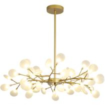 Lustre Teto 85cm Ramos de Árvore 45 LEDs Luminária Metal Dourado Gimpo KJDD-E-522-GOLD-45