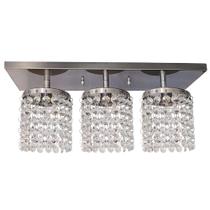 Lustre teto base inox retângula 3 cubos redondo pedras de cristais Lustre teto base inox retângula 3 cubos redondo pedras de cristais