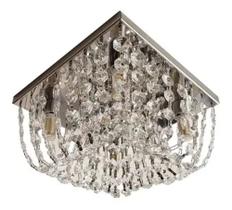Lustre Teto Estilo Almofada Base Inox Pedras Cristais
