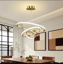 Lustre Teto Led Pendente Moderno 60w,3 Arcos Luminária Sala Lustre Teto Led Pendente Moderno 60w,3 Arcos Luminária Sala