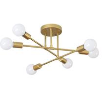 Lustre Teto Moderno Luminária 6 Lâmpadas Sala Quarto Dourado Lustre Teto Moderno Luminária 6 Lâmpadas Sala Quarto Dourado