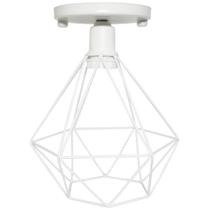 Lustre Teto Plafon Industrial Aramado Diamante Retrô Luminária Sobrepor Vintage Branco Agp Ilumini