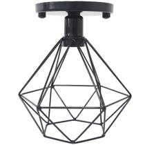 Lustre Teto Plafon Industrial Aramado Diamante Retrô Luminária Sobrepor Vintage Preto Agp Ilumini