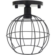 Lustre Teto Plafon Industrial Aramado Globo Retrô Luminária Sobrepor Vintage Preto Agp Ilumini