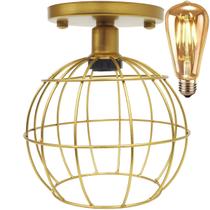 Lustre Teto Plafon + Lâmpada Led St64 Industrial Aramado Globo Retrô Luminária Sobrepor Vintage Lustre Teto Plafon + Lâmpada Led St64 Industrial Aramado Globo Retrô Luminária Sobrepor Vintage