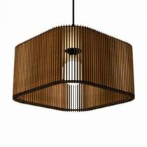 Lustre Teto Tipo Pendente - Listra - Iluminação Moderna Excêntrica - Madeira Mdf