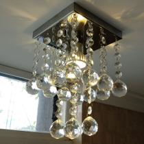 Lustre Torre De Cristais, Base Inox Espelhado para Corredor e ambientes pequenos