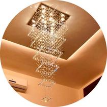 Lustre Torre De Cristal Com Base De Inox Espelhado 50x50cm