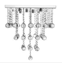 Lustre Torre de Cristal Para Sala de Jantar/Estar, Com 35 de Altura, 49 Esferas Legítimas K9 30mm, Base de Inox 30x30