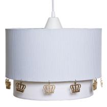 Lustre Tubular Duplo Azul Com Corôas Douradas Quarto Bebê