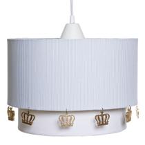 Lustre Tubular Duplo Azul Com Corôas Douradas Quarto Bebê