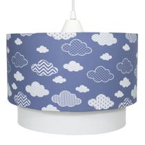 Lustre Tubular Duplo Nuvem Chevron Marinho Quarto Bebê Infantil Unissex