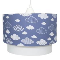 Lustre Tubular Duplo Nuvem Chevron Marinho Quarto Bebê