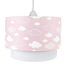 Lustre Tubular Duplo Nuvem Chevron Rosa Quarto Bebê Infantil