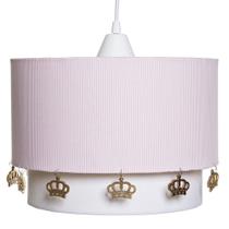 Lustre Tubular Duplo Rosa Com Corôas Douradas Quarto Bebê Infantil Menina Lustre Tubular Duplo Rosa Com Corôas Douradas Quarto Bebê Infantil Menina