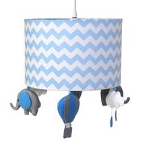 Lustre Tubular Elefante Azul Quarto Bebê Infantil Menino