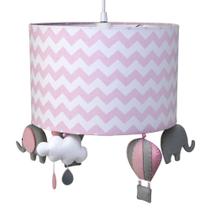 Lustre Tubular Elefante Rosa Quarto Bebê Infantil Menina