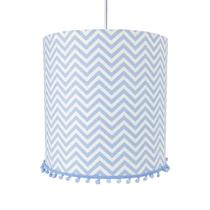 Lustre Tubular Pompom Chevron Azul Quarto Bebê Infantil Menino