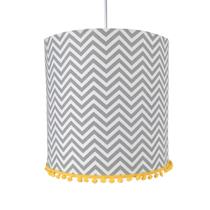 Lustre Tubular Pompom Chevron Cinza Quarto Bebê Infantil