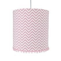 Lustre Tubular Pompom Chevron Rosa Quarto Bebê Infantil