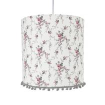 Lustre Tubular Pompom Provençal Cinza Quarto Bebê Infantil Menina