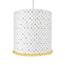 Lustre Tubular Pompom Triângulos Amarelos Quarto Infantil