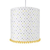 Lustre Tubular Pompom Triângulos Amarelos Quarto Infantil