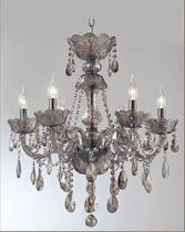 Lustre Vaticano Preto Perolado com Cristais Cognac 06 braços Tupiara