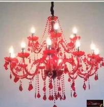 Lustre Vermelho Candelabro 12 Lamp. E14- Ref: 1189-8+4V - Dubai